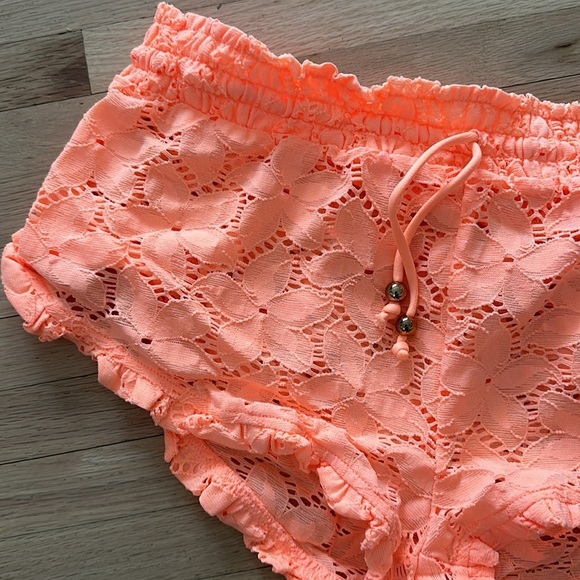 Victoria Secret Neon Orange Lace Eyelet Shorts - Size M - Picture 2 of 7
